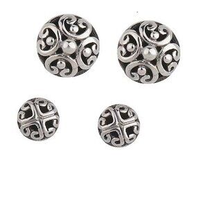 Set of 2 Pair Sterling Silver Handcrafted Indonesian Stud Earrings